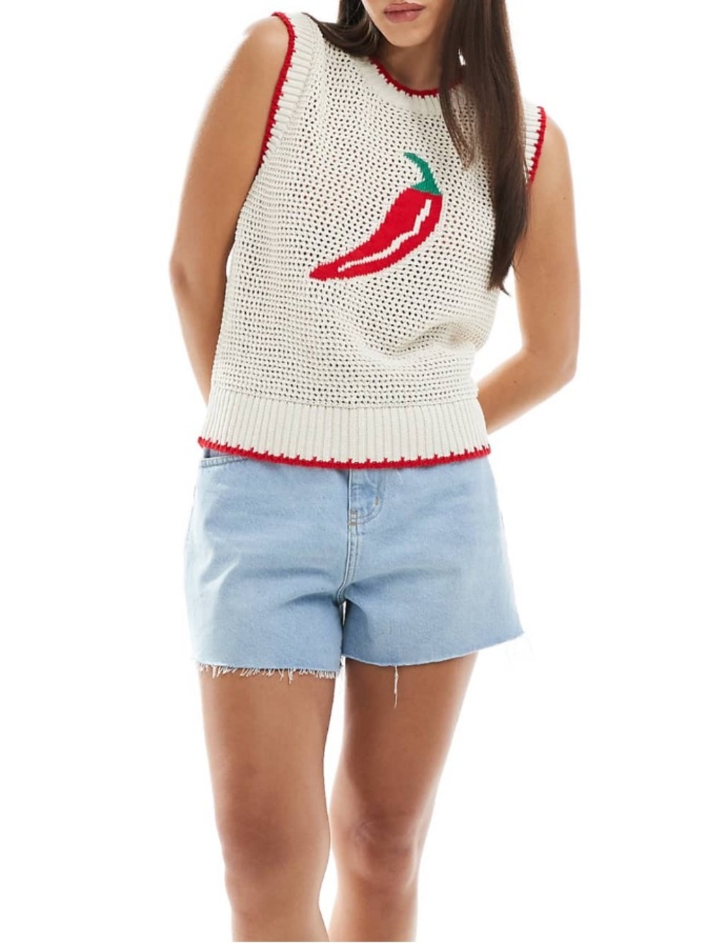 NWOT ASOS Sweater Knit Top in Chili Print - Picture 3 of 7
